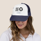 Social media QR Code Navy Blue Business Logo Trucker Pet (In situ)