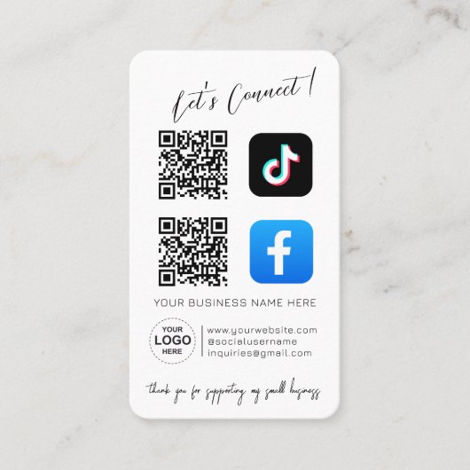 Social Media QR Code – Roze vormgeving Visitekaartje (Voorkant)