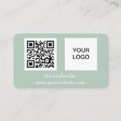 Social media QR Code Sage Green Professional Visitekaartje (Voorkant)