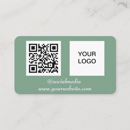 Social media QR Code Sage Green Professional Visitekaartje (Voorkant)