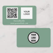 Social media QR Code Sage Green Professional Visitekaartje (Voorkant / Achterkant)