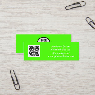Social media QR Code Scannable Fluorescent Green Mini Visitekaartje