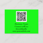 Social media QR Code Scannable Fluorescent Green Visitekaartje (Voorkant)