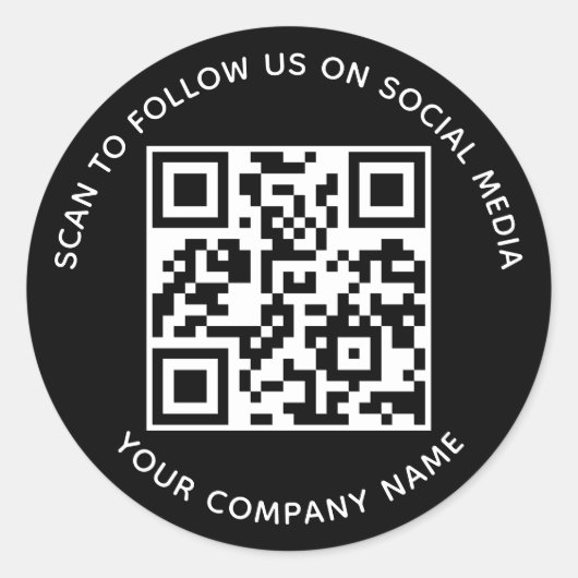 Social Media QR Code Stickers Black Scan te volgen (Voorkant)