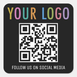 Social Media QR Code Stickers met Logo Black