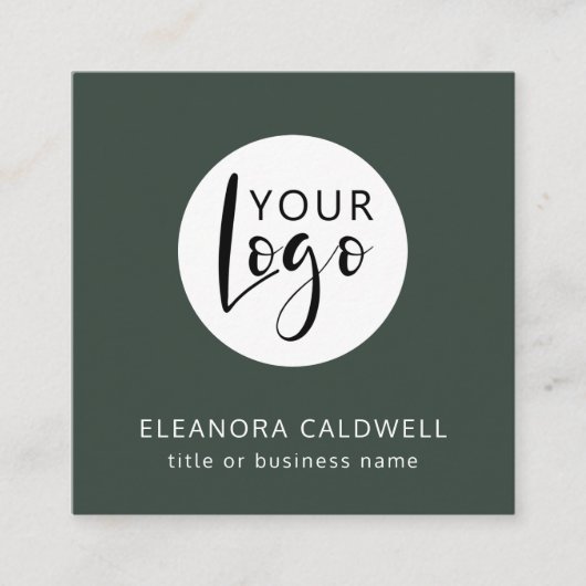 Social Media QR Code Uw Logo Groen Vierkante Visitekaartje (Voorkant)