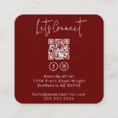 Social media QR-code Verbind met ons Modern Rood Vierkante Visitekaartje (Voorkant)
