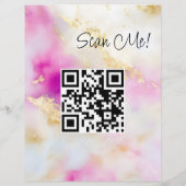 Social Media QR Code Waterverf Roze Goud Elegant Flyer (Achterkant)