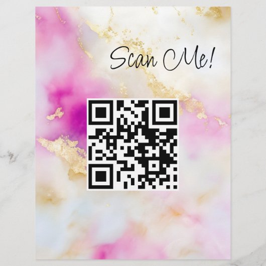 Social Media QR Code Waterverf Roze Goud Elegant Flyer (Achterkant)