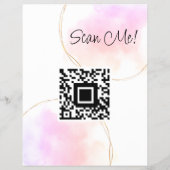 Social Media QR Code Waterverf Roze Goud Modern Flyer (Achterkant)