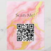 Social Media QR Code Waterverf Roze Gouden Agaat Flyer (Achterkant)