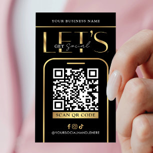 Social Media QR-code zwart & goud Logo QR-code Visitekaartje