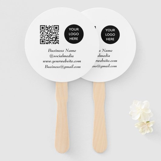 Social media QR Code Zwart Modern Business Logo Handwaaier (Voorkant en achterkant)