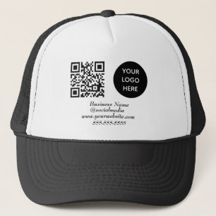 Social media QR Code Zwart Modern Business Logo Trucker Pet