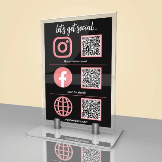 Social Media Sign | QR-code Business Table Kaart