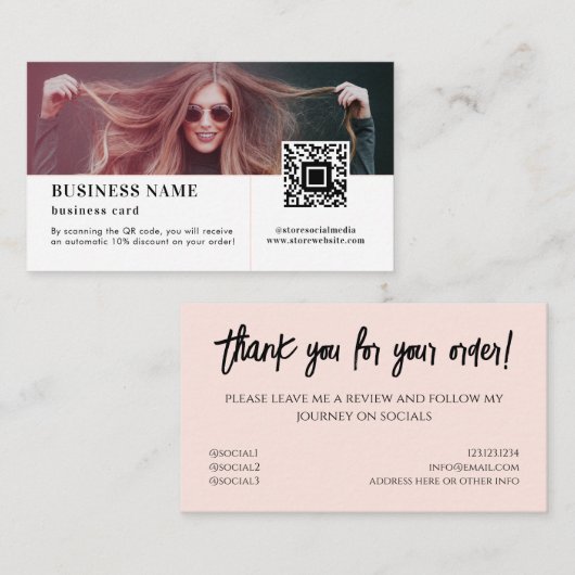 Social Media Store QR Code Korting Bedankt Visitekaartje (Voorkant / Achterkant)