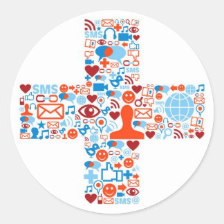 Social Plus-vorm Ronde Sticker