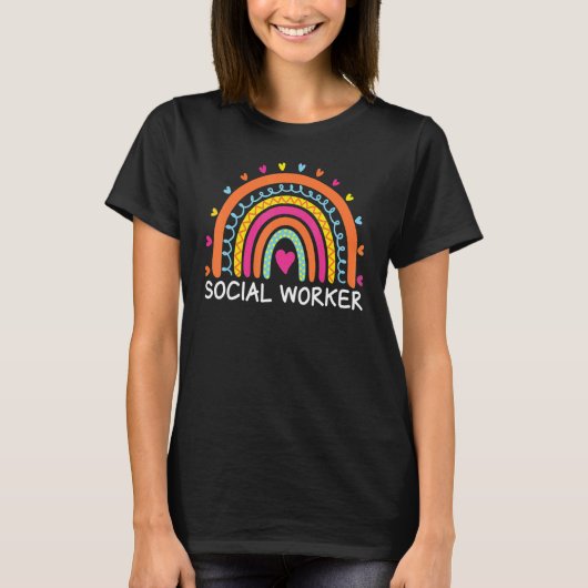 Social Worker Boho Rainbow Back To School Apprecia T-shirt (Voorkant)