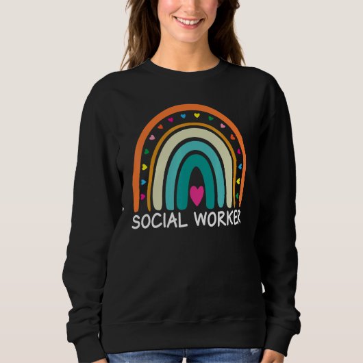 Social Worker Boho Rainbow Back To School Apprecia Trui (Voorkant)