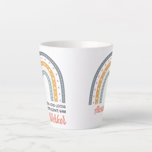 Social Worker Boho Rainbow Latte Mug (Devant)