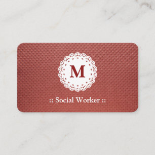 Social Worker Lace Monogram Maroon Visitekaartje