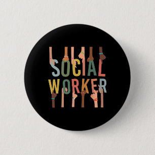Social Worker Life Funny Maatschappelijk Werk Maan Ronde Button 5,7 Cm