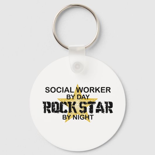 Social Worker Rock Star by Night Sleutelhanger (Voorkant)