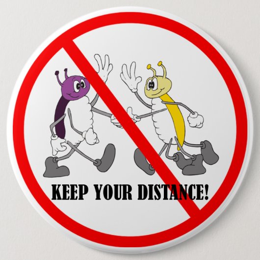 Sociale afstand Coronavirus Covid-19 Ronde Button 6,0 Cm (Voorkant)