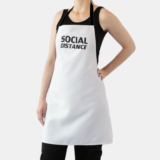 Sociale afstand moderne typografie grappig wit schort (Insitu)