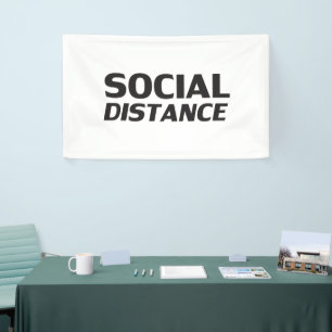 Sociale afstand moderne typografie wit zwart spandoek