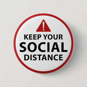 Sociale afstand ronde button 5,7 cm