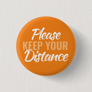 Sociale afstanden houden je afstand oranje ronde button 3,2 cm