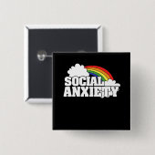 Sociale angst vierkante button 5,1 cm (Voorkant /achterkant)