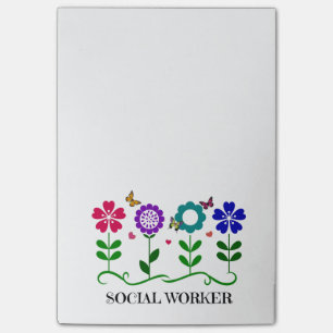 Sociale Arbeider.. Bloemen, Harten en Butterflies Post-it® Notes