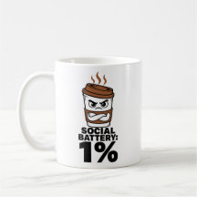 Sociale Batterij 1% Mok Fun cadeau voor Introvert