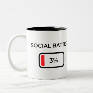 Sociale Batterij 3% - Koffiemok Tweekleurige Koffiemok
