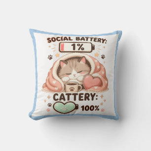 Sociale Batterij Kattenhuisje Schattige Kat Introv Kussen
