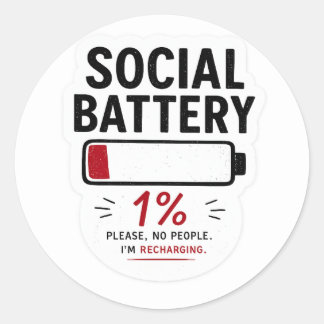 Sociale Batterij Laag Grappige Introvert Sticker |