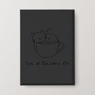 Sociale Batterij Zero Introvert Kat Voorbrein Acht Button
