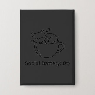 Sociale Batterij Zero Introvert Kat Voorbrein Acht Button