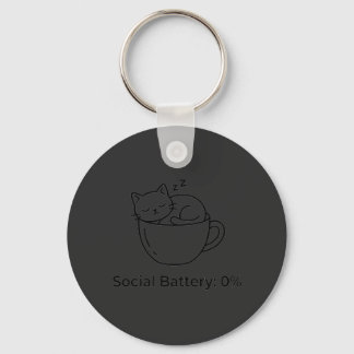 Sociale Batterij Zero Introvert Kat Voorbrein Acht Sleutelhanger