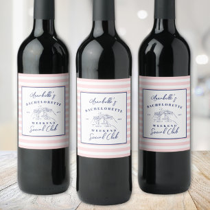 Sociale Club Preppy Bachelorette Feestje Wijn Etiket