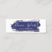 Sociale influencer Navy Blue & Gold Paint Stroke Mini Visitekaartje (Voorkant)