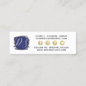 Sociale influencer Navy Blue & Gold Paint Stroke Mini Visitekaartje (Achterkant)
