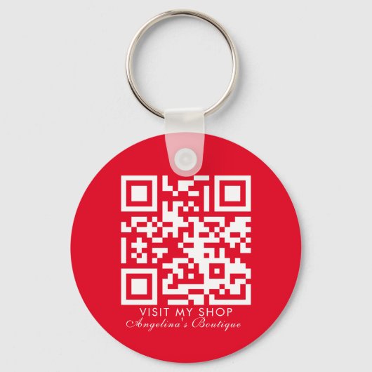 Sociale media Bedrijfs Logo QR Code Boutique Sleutelhanger (Voorkant)