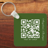 Sociale media BedrijfsQR Code Groene Stripes Sleutelhanger (Voorkant)