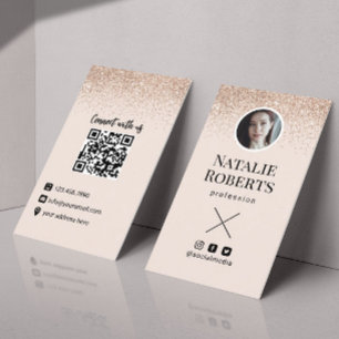 Sociale media Blush roze QR-code Voeg je foto toe Visitekaartje