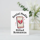Sociale media doden Romance Briefkaart (Staand voorkant)