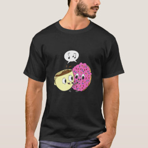 Sociale media Duet-ontwerp voor een donut en koffi T-shirt