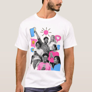 Sociale media en gelukkige mensen t-shirt